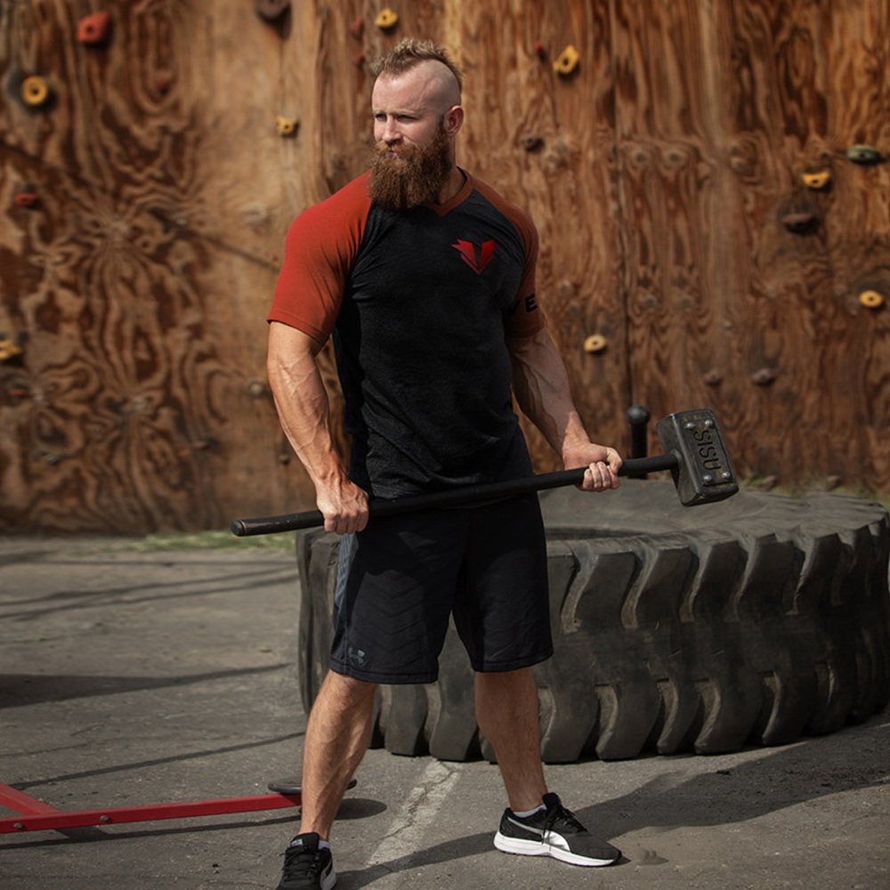 Vellum Fit Red and Black baseball T-shirt
